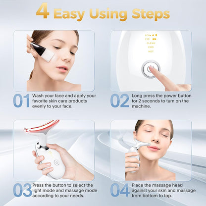 Multifunctional Facial and Neck Beauty Device: 7-Color LED Skin Care Massager