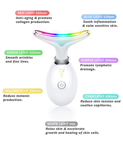 Multifunctional Facial and Neck Beauty Device: 7-Color LED Skin Care Massager